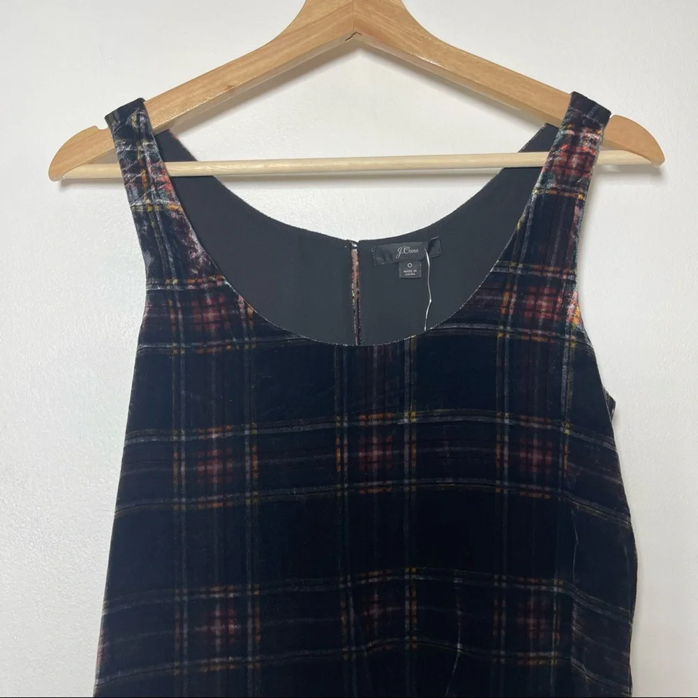 NWT J. Crew Stewart Tartan Velvet Plaid Tank Top Black Red Sz 0